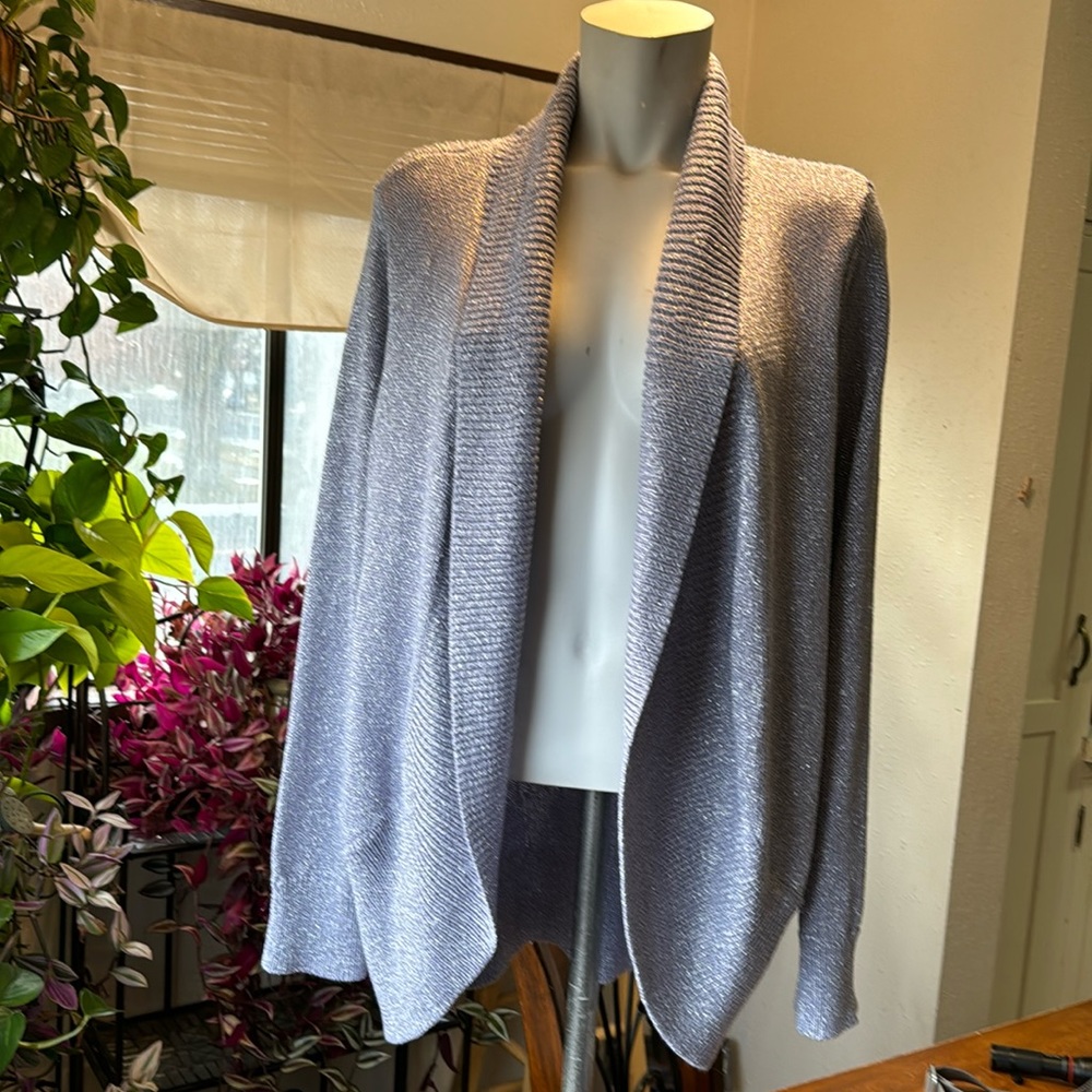 NWOT Chicos Addison Cardigan Gorgeous Lavender w Silver Tunic Length Sweater